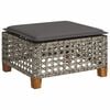 vidaXL Garden Stool with Cushion Grey 63.5x56x32 cm Poly Rattan