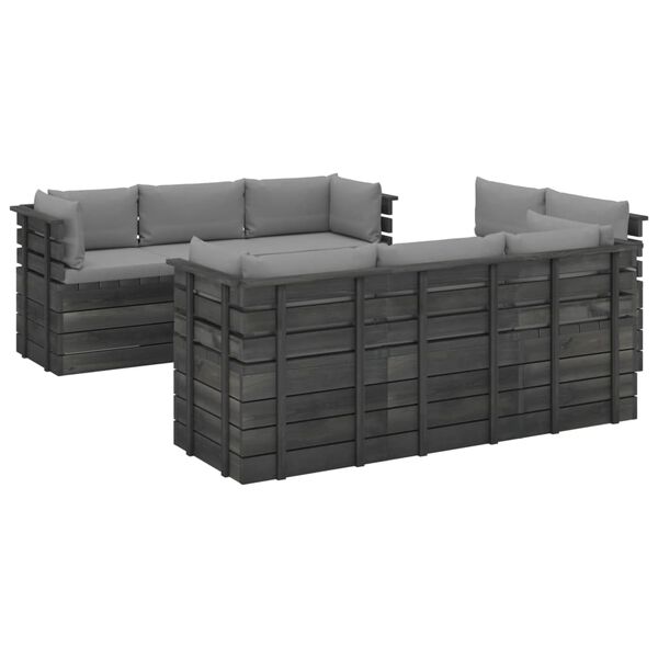 vidaXL 9 Piece Garden Pallet Lounge Set with Cushions Solid Pinewood