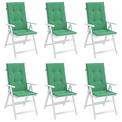 vidaXL Garden Highback Chair Cushions 6 pcs Green 120x50x3 cm Fabric