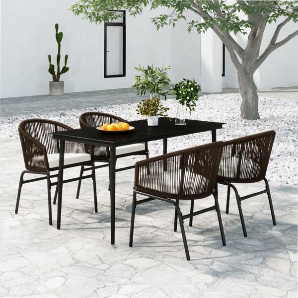 vidaXL 5 Piece Garden Dining Set Brown