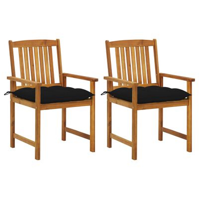 vidaXL Garden Chairs with Cushions 2 pcs Solid Acacia Wood