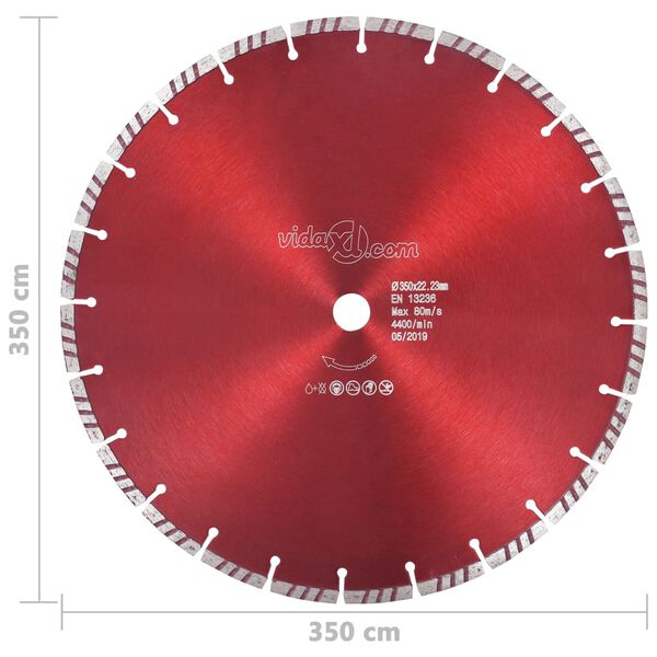vidaXL Diamond Cutting Disc with Turbo Steel 350 mm