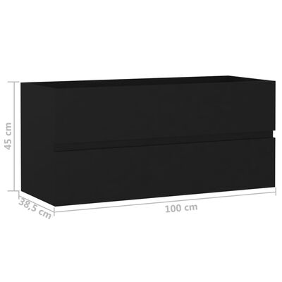 vidaXL Sink Cabinet Black 100x38.5x45 cm Engineered Wood