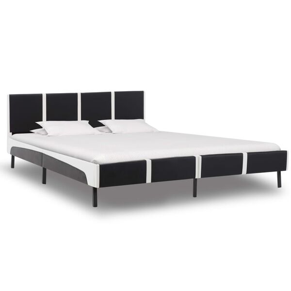 vidaXL Bed Frame without Mattress Black and White Faux Leather 150x200cm