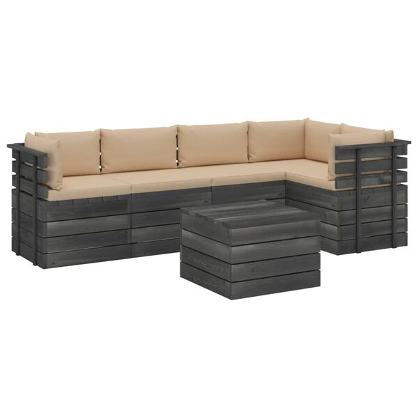 vidaXL 6 Piece Garden Pallet Lounge Set with Cushions Solid Pinewood