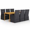 vidaXL 7 Piece Garden Dining Set Black