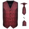 Men's Paisley Wedding Waistcoat Set Size 48 Burgundy