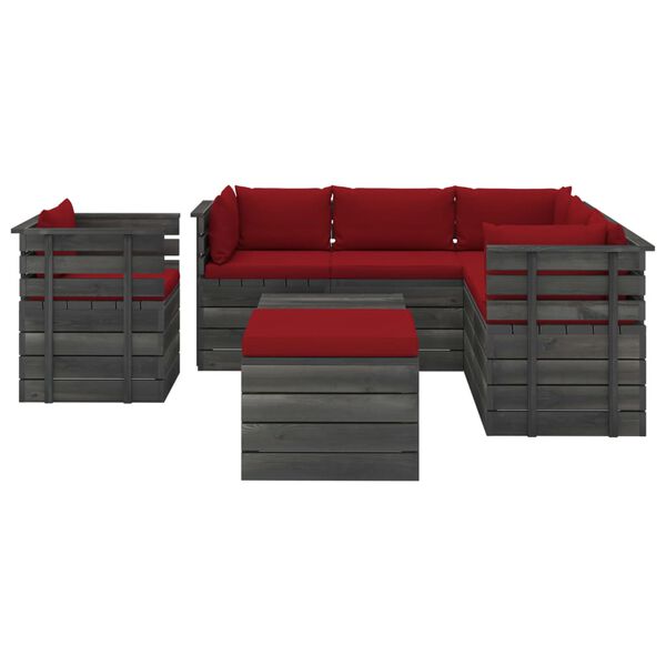 vidaXL 8 Piece Garden Pallet Lounge Set with Cushions Solid Pinewood