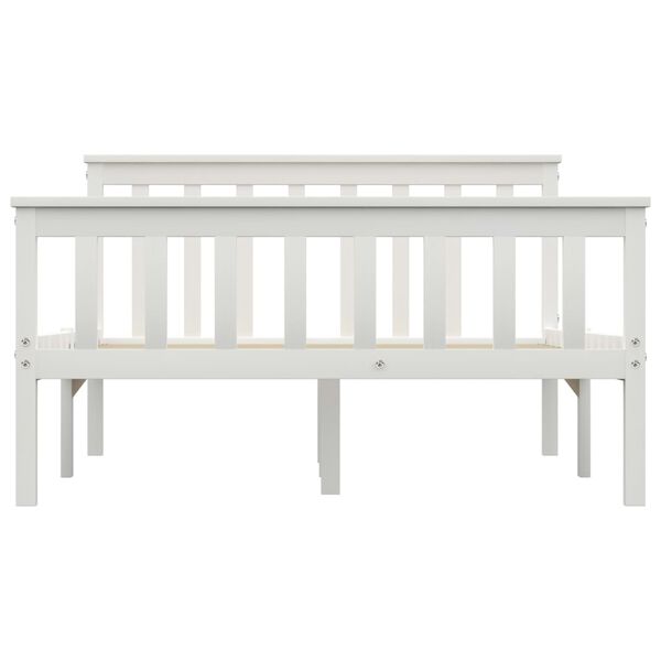 vidaXL Bed Frame without Mattress White Solid Pinewood 120x200 cm