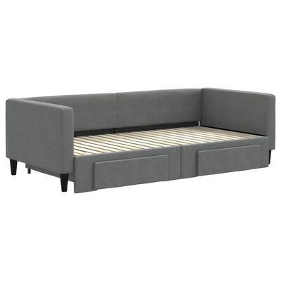 vidaXL Daybed with Trundle and Drawers Dark Grey 90x190 cm Fabric