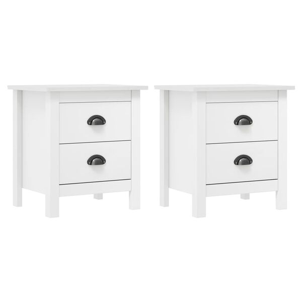 vidaXL Bedside Cabinet Hill 2 pcs White 46x35x49.5 cm Solid Pine Wood