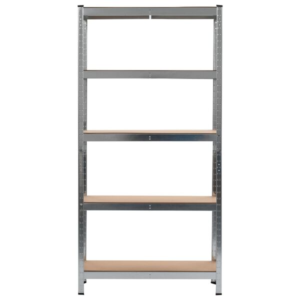 vidaXL Storage Shelves 2 pcs Silver 90x30x180 cm Steel and MDF