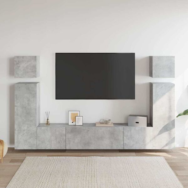 vidaXL 8 Piece TV Cabinet Set Concrete Grey Engineered Wood