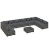 vidaXL 11 Piece Garden Lounge Set with Cushions Poly Rattan Grey