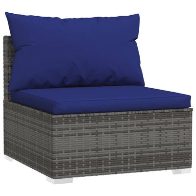 vidaXL 13 Piece Garden Lounge Set with Cushions Poly Rattan Grey