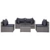 vidaXL 8 Piece Garden Lounge Set with Cushions Poly Rattan Grey