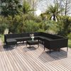 vidaXL 12 Piece Garden Lounge Set with Cushions Poly Rattan Black