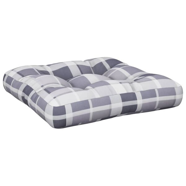 vidaXL Pallet Cushions 2 pcs Grey Check Pattern Fabric