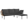 vidaXL 3 Piece Garden Lounge Set with Dark Grey Cushions Poly Rattan