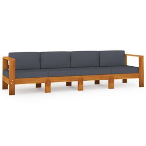 vidaXL Wooden Garden Sofa | Dark grey | Solid acacia wood, 100% polyester