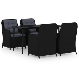 vidaXL Garden Dining Set | Black | Powder-coated steel | 5 Piece Set