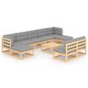 vidaXL 10 Piece Garden Lounge Set with Cushions Solid Pinewood