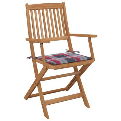 vidaXL Folding Garden Chairs 2 pcs with Cushions Solid Acacia Wood