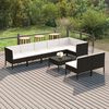 vidaXL 9 Piece Garden Lounge Set with Cushions Poly Rattan Black
