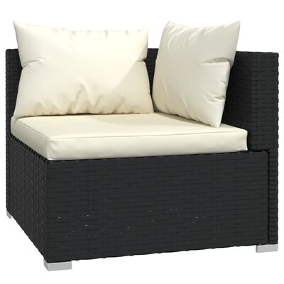 vidaXL 7 Piece Garden Lounge Set with Cushions Poly Rattan Black