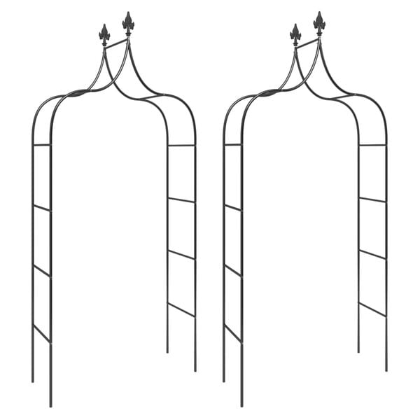 vidaXL Garden Arches 2 pcs Black 120x38x260 cm Steel