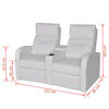 Artificial Leather Home Cinema Recliner Reclining Sofa 2-seat White