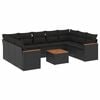 vidaXL 10 Piece Garden Sofa Set with Cushions Black Poly Rattan