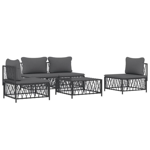vidaXL 5 Piece Garden Lounge Set with Cushions Anthracite Steel