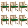 vidaXL Garden Chairs 6 pcs with Green Cushions Solid Teak Wood