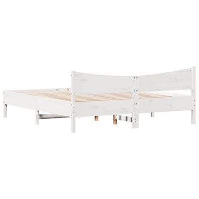 vidaXL Bed Frame with Headboard White 200x200 cm Solid Wood Pine