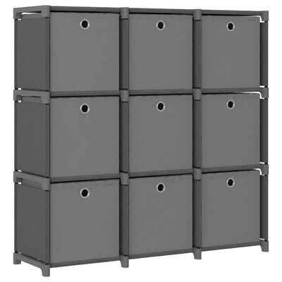vidaXL 9-Cube Display Shelf with Boxes Grey 103x30x107.5 cm Fabric