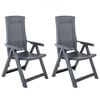 vidaXL Reclining Folding Chairs 2 pcs Plastic Anthracite