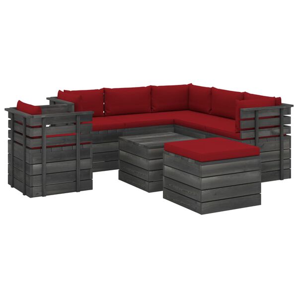 vidaXL 8 Piece Garden Pallet Lounge Set with Cushions Solid Pinewood