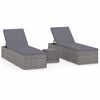 vidaXL 3 Piece Garden Sun Loungers with Tea Table Poly Rattan Grey