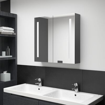 vidaXL LED Bathroom Mirror Cabinet Grey 62x14x60 cm