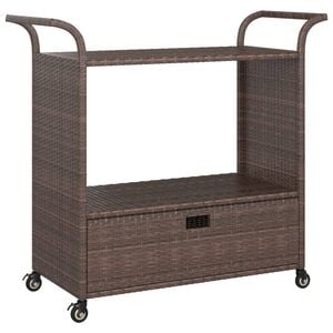 vidaXL Bar Cart with Drawer Brown 100x45x97 cm Poly Rattan