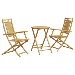 vidaXL Bistro Set | Natural Bamboo | Bamboo | 2-seater | Foldable | Bistro Set