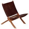 vidaXL Folding Relaxing Chair Brown Real Leather