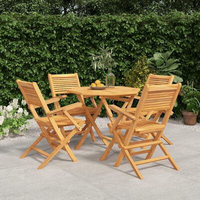 vidaXL 5 Piece Garden Dining Set Solid Wood Teak