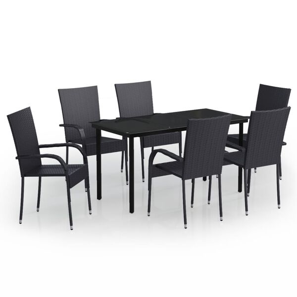 vidaXL 7 Piece Outdoor Dining Set Black