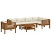 vidaXL 7 Piece Garden Lounge Set with Cream Cushion Solid Acacia Wood