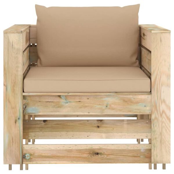 vidaXL 2 Piece Garden Lounge Set with Cushions Green Impregnated Wood