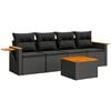 vidaXL Garden Sofa Set | Black | PE Rattan | 5 Piece Set | Adjustable Armrests