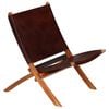 vidaXL Folding Relaxing Chair Brown Real Leather