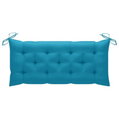 vidaXL Swing Bench with Light Blue Cushion 120 cm Solid Teak Wood